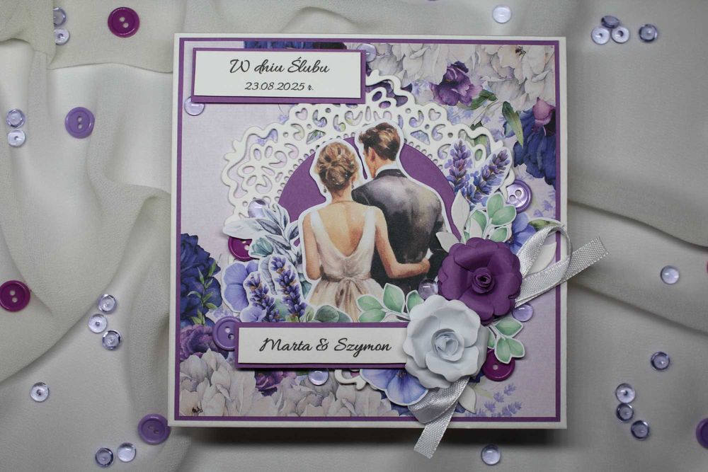Kartka ślubna - ręcznie robiona