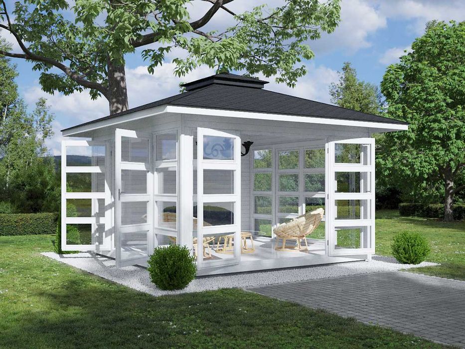 sauna jacuzzi siłownia DOMEK 35m2 na ROD domek 4x4 taras 4x4 MDN10A