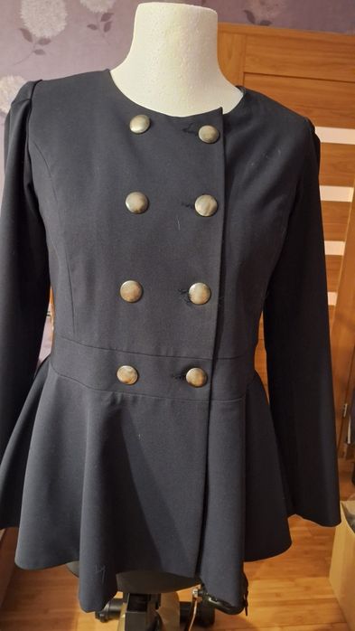 Marynarka dwurzedowa z baskinką granat roz 38