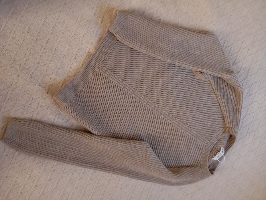 H&M Kids Exclusive 8-10lat Sweter 100% wełna szarobrązowy