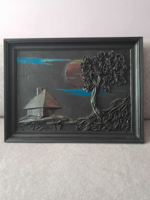 Obraz skórzany czarny