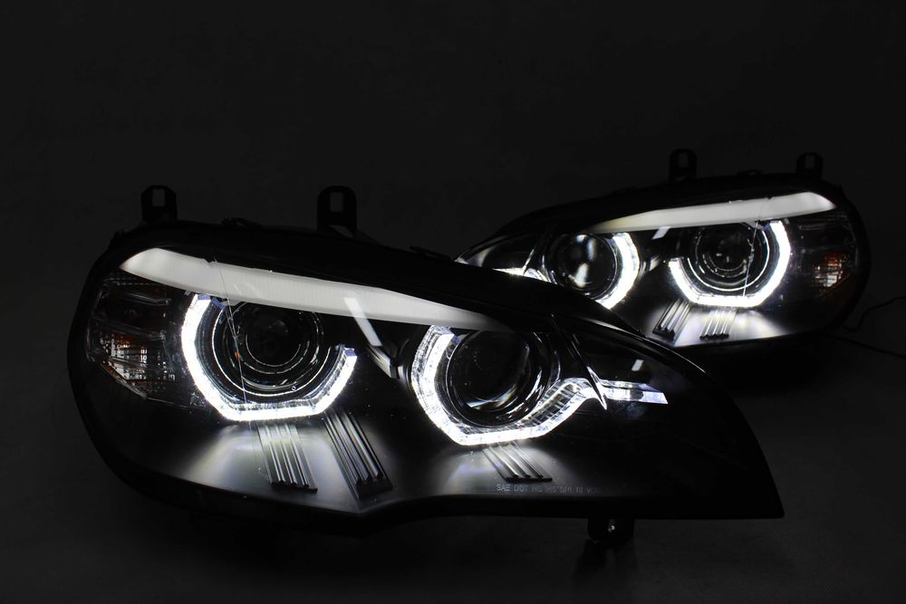 Lampy reflektory przednie przód BMW E70 07-13 D1S LED BAR NEON RINGI !