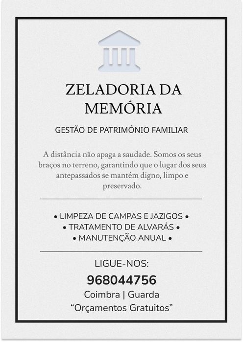 Limpeza e manutenção de campas e jazigos/Tratamento de alvarás