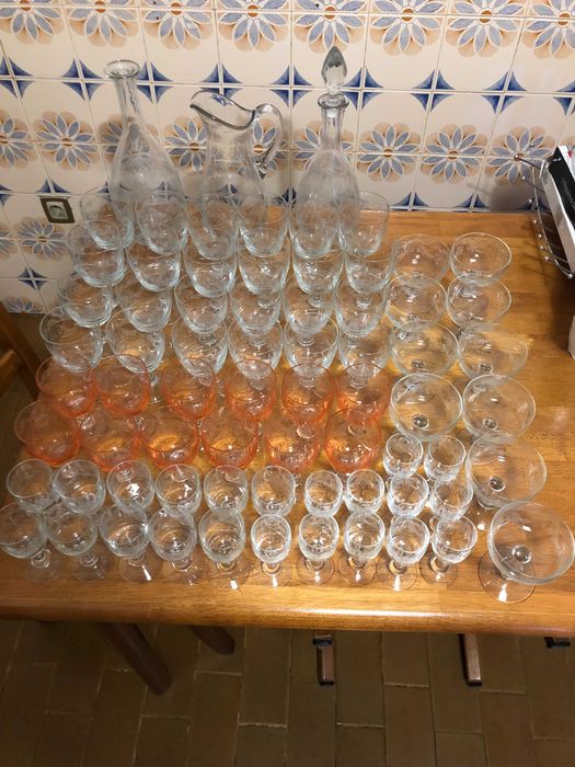 Etched Glass Dish Set (Very Antique)