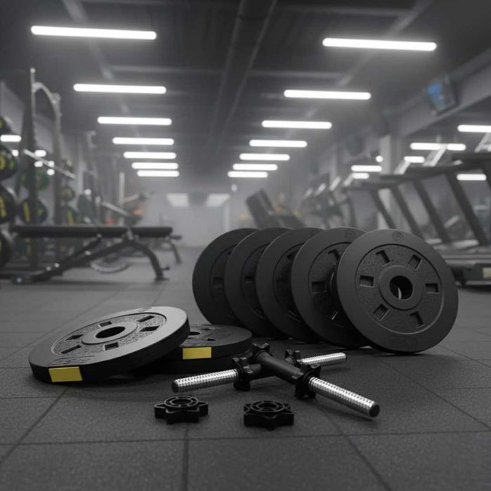 Диски Besport PowerPro 29кг + 2 грифа (30мм). Набір гантелей для дому
