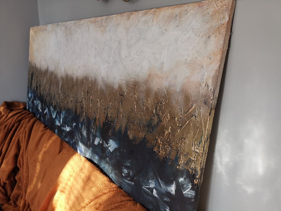 Duży (152x60) obraz strukturalny abstrakcja