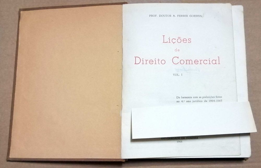 Lições de Direito Comercial - Dr. António Ferrer Correia, 1965