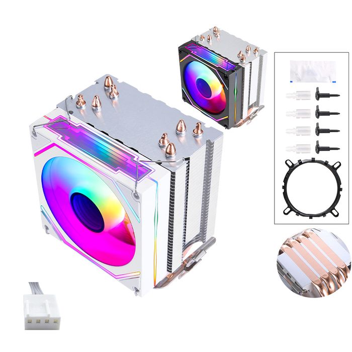 Кулер Башня охолодження процесора QuizAim 4pin PWM RGB 4/6 теплотрубок