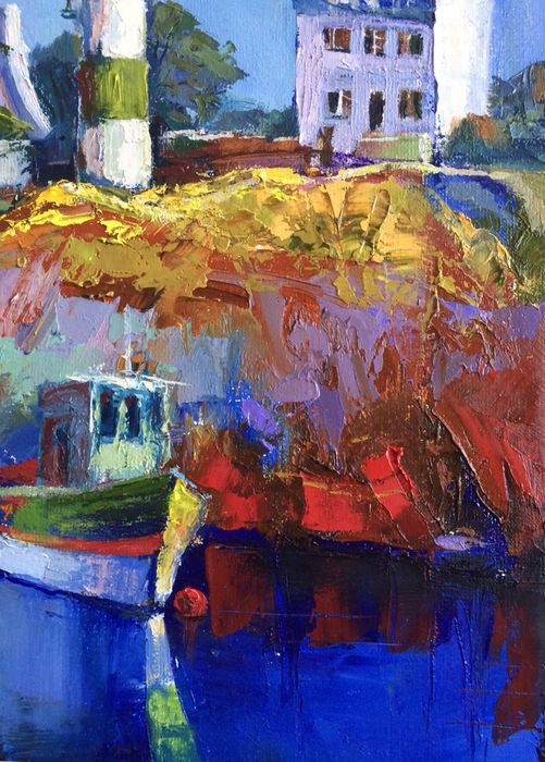 Картина маслом, 2019, х.м., мастихин, 30х30, в стильной раме-окно