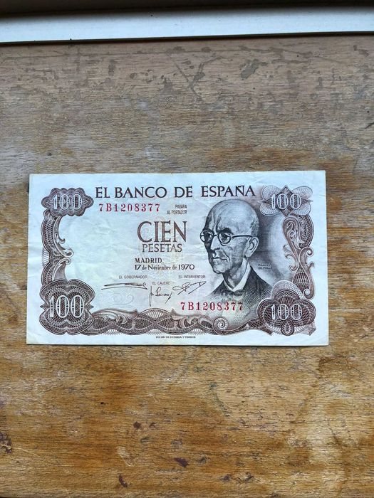 Notas vintage de Espanha 1 peseta,25 e 2 de 100