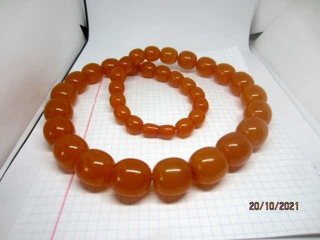 Бусы янтарь натуральный медовый винтажные крупные 130гр