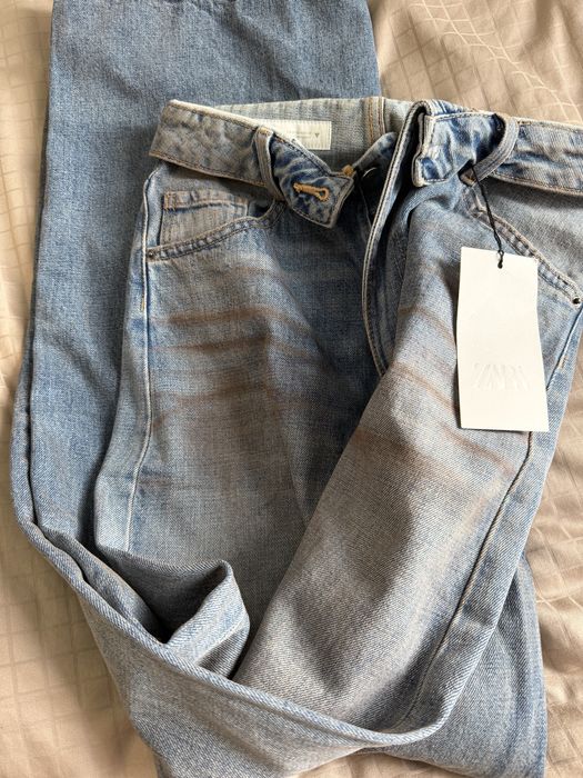ДЖИНСИ ZARA 32 розмір З ЗАВЕРНУТИМ ПОЯСОМ TRF