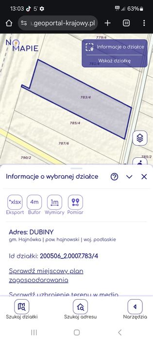 Działka Dubiny Torowa