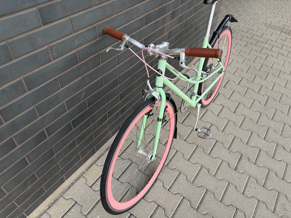 Rower miejski Polka Bikes Landrynka 48cm dwustronna piasta - ostre koło i wolnobieg