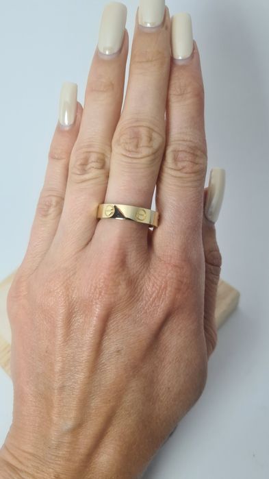 Nowy złoty pierścionek typu Cartier obrączka śrubki gładka masywna 585