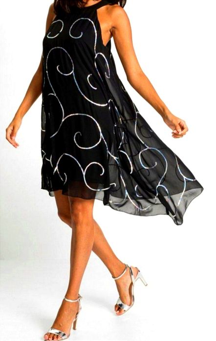 NOWA suknia szyfon/ cekiny r. 50 - wesele, bal, impreza