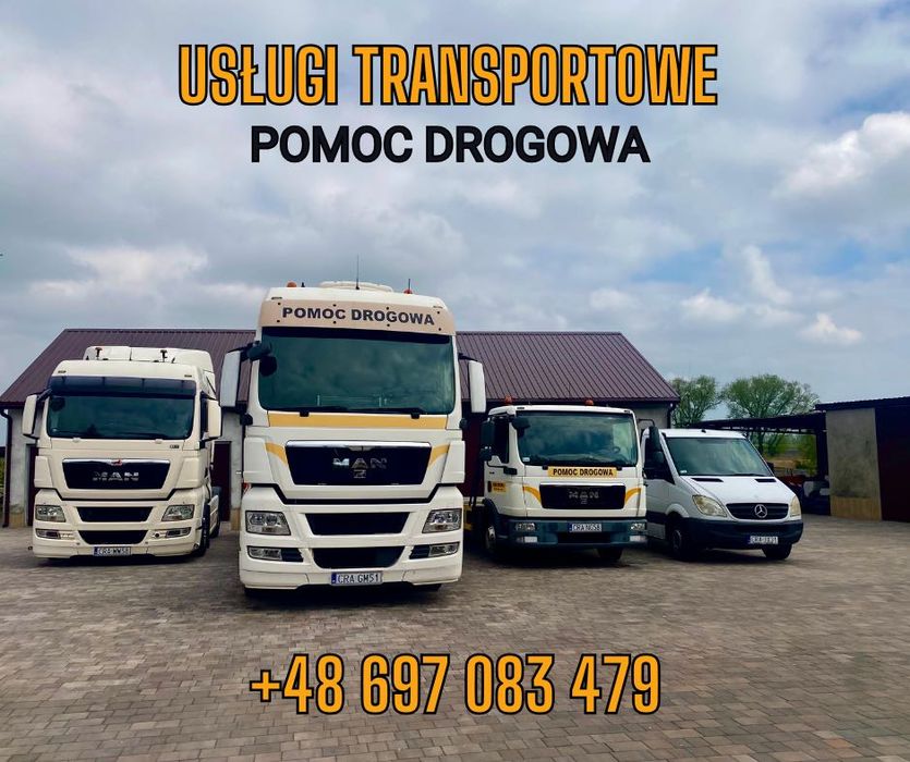 Pomoc drogowa, transport, usługi, auto laweta – do 20t, 15t, 3t, 1t