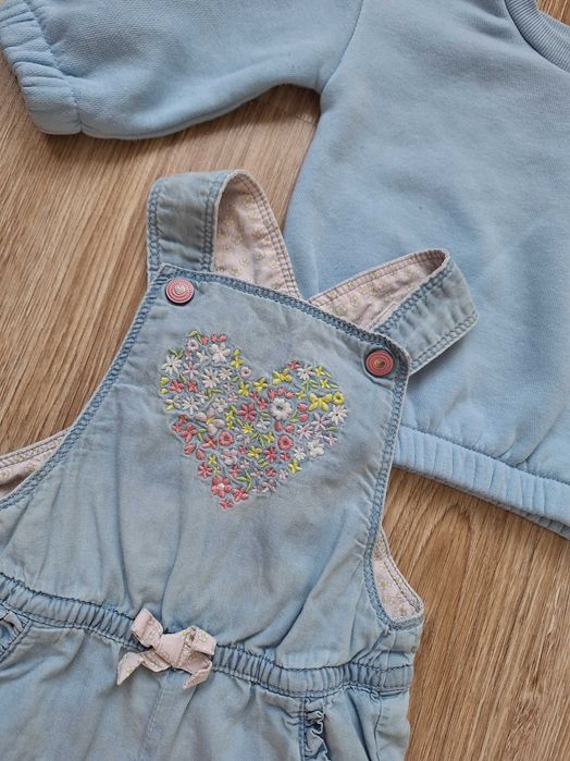 Bluza love i spodenki na szelkach 74 cm