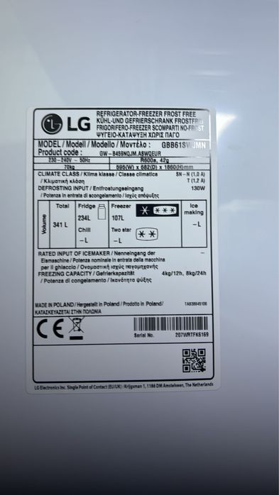 Frigorifico branco LG No Frost