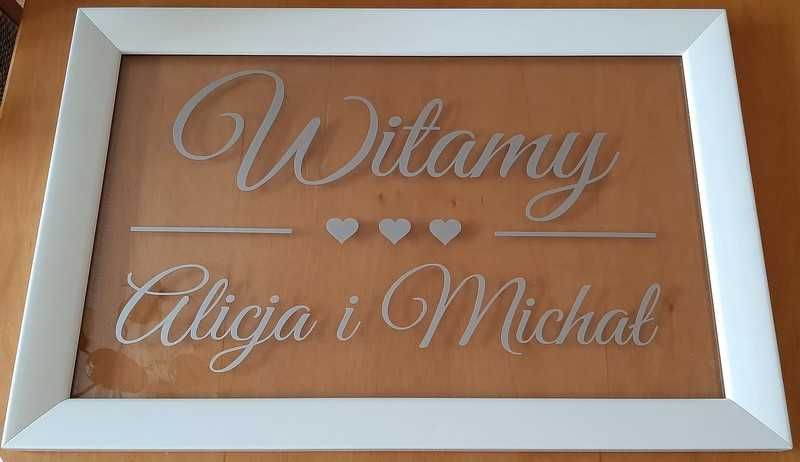 Szklana rama na zdjęcie, tablica powitalna ślub i wesele/styl glamour