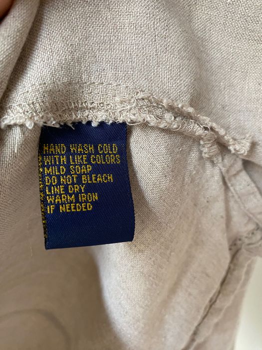 Koszula lniana beżowa rozpinaną z kołnierzykiem M 38 100% Len