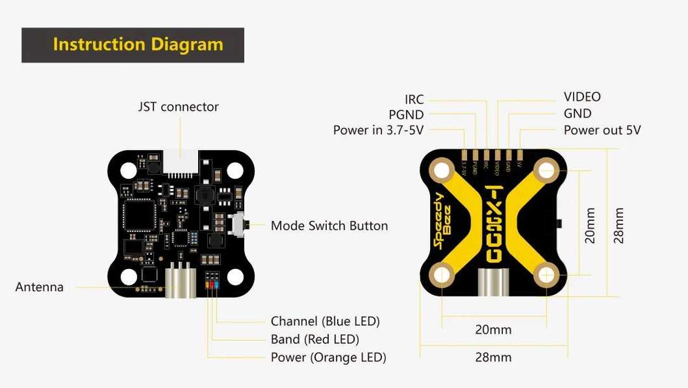 Відеопередавач VTX 5.8GHz 0.8W 48CH TX800 Speedybee