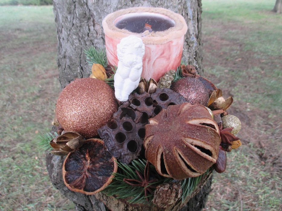 Новогодний подсвечник с пряностями ручной работы