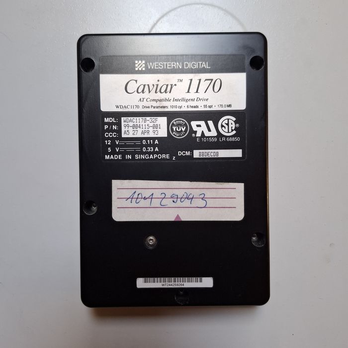 Dysk twardy HDD WD Caviar 1170, 170mb, WDAC1170-32F, IDE/PATA,Retro pc