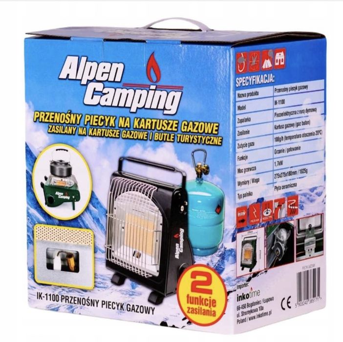 Piecyk turystyczny kuchenka gaz kartusz alpen camping