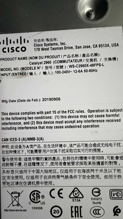 Switch Cisco 2960x-48FSP-L