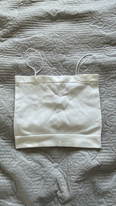 Crop top bialy prazkowany terranova XS/S