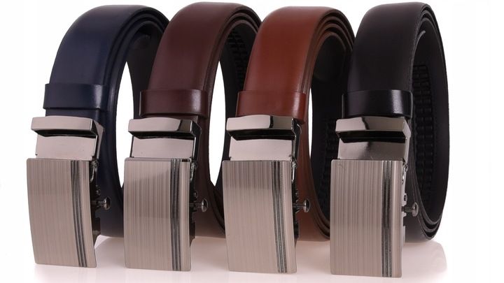 Skórzany Pasek Męski Automat 3,2cm Garnitur Czarny