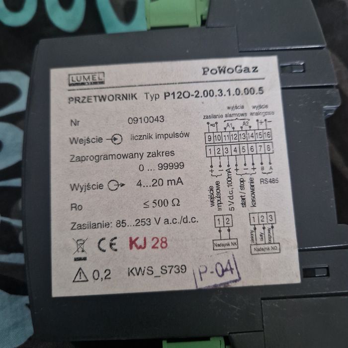 przetwornik impulsów firmy LUMEL, model P12O-2.00.3.1.0.00.5.