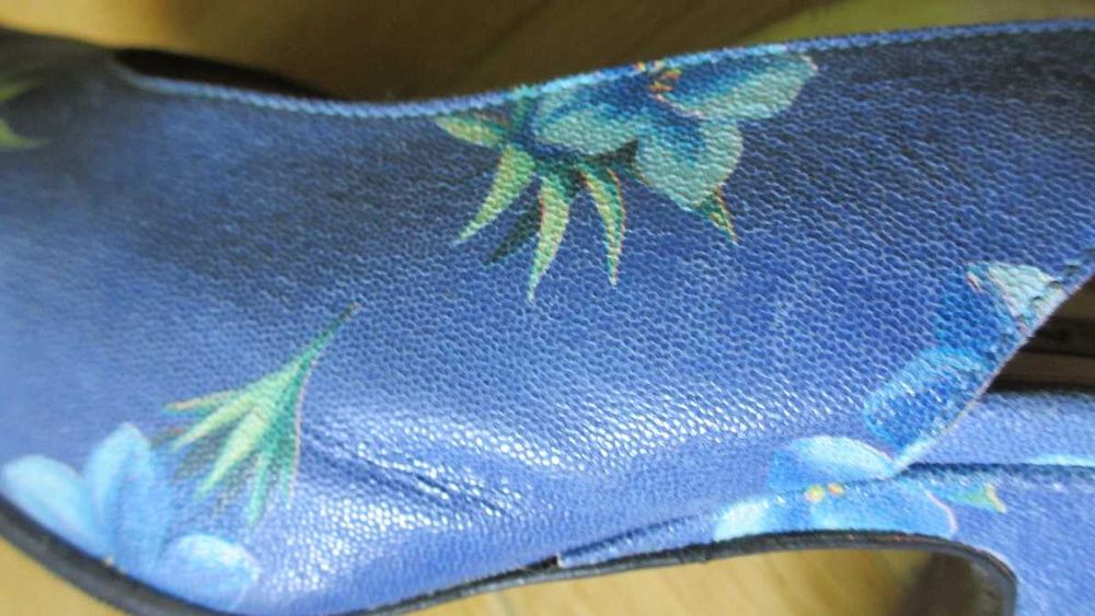 Buty LINEA WALLY'S VENEZIA włoskie niebieskie chaber obcas kwiaty 39,5
