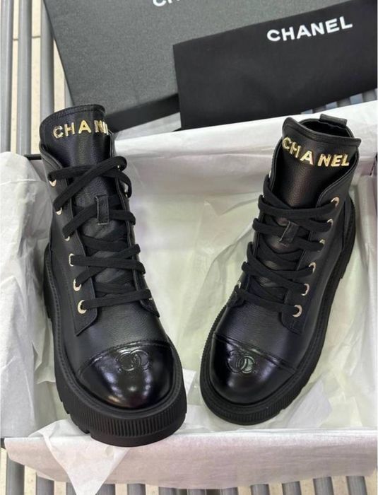 Черевики в наявності 35-41 Chanel ботинки Шанель кожа сапоги