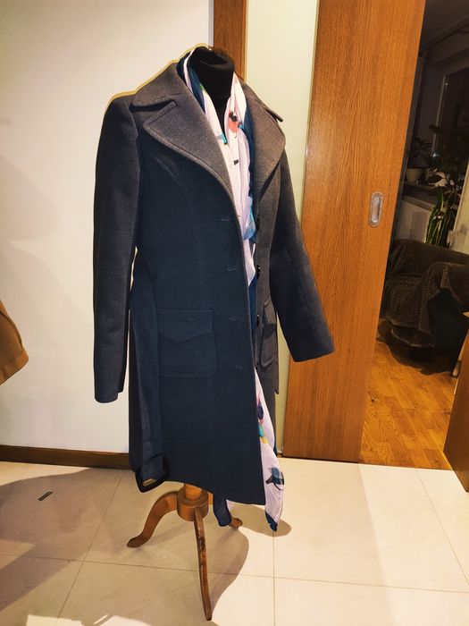 Elegancki ciepły płaszcz rozm 38 zdejmowany kaptur