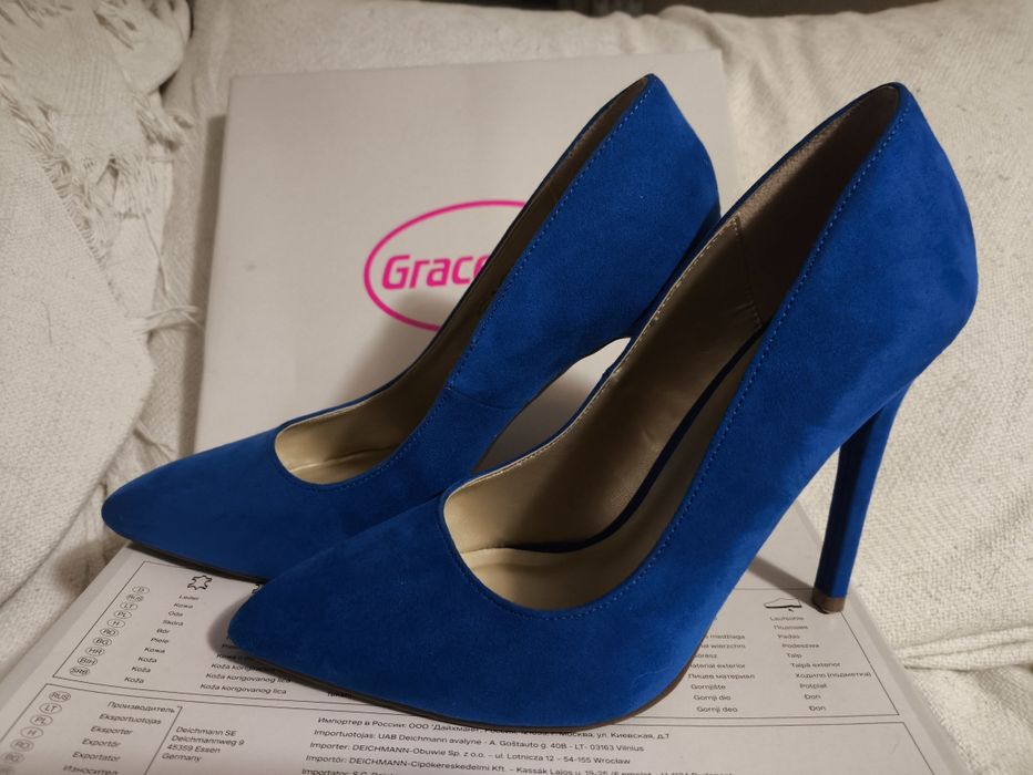 Czułenka Graceland szpilki kobaltowe 37