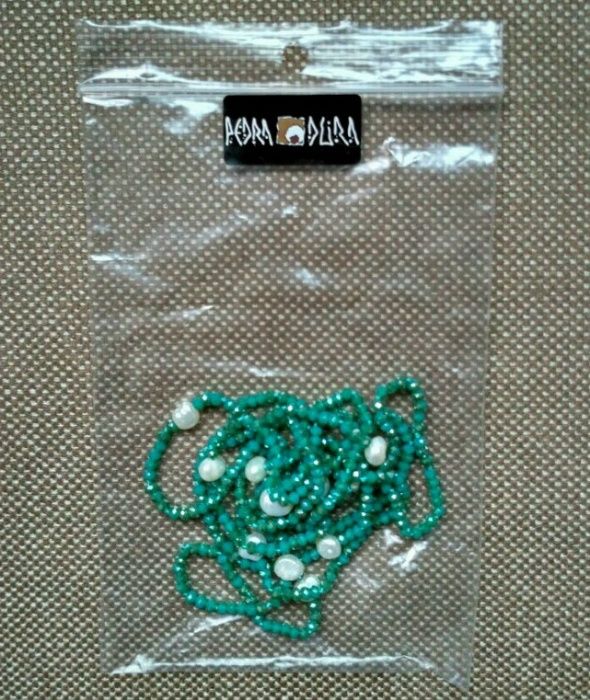 Colar Pedra Dura com cristais verdes e pérolas de cultura