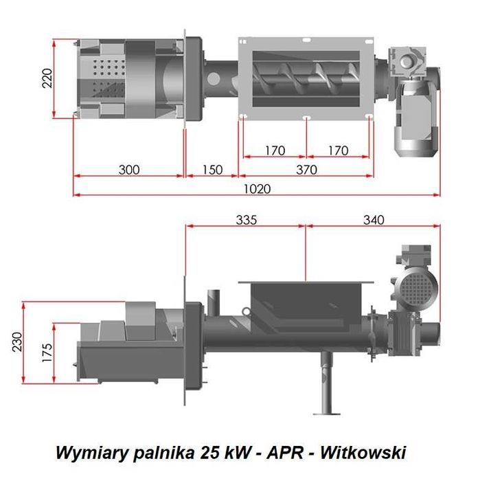 Palnik podajnik na węgiel eko-groszek owies pellet APR rynnowy moc 25
