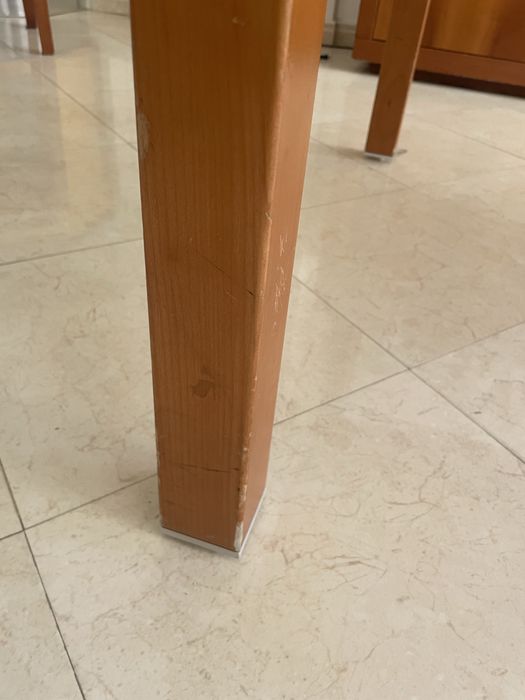 Mesa de jantar retangular madeira e vidro fosco extensivel