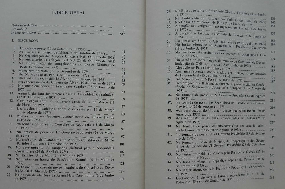 Discursos Políticos de Costa Gomes 1ª Edição 1976