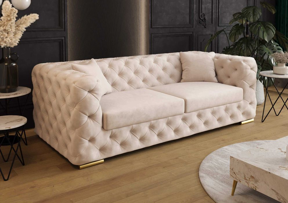 Sofa Chesterfield Rozkładana Funkcja Spania Elegancka VeroLux