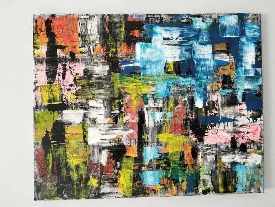 Tela abstracta pintada a acrílico 50x40cm