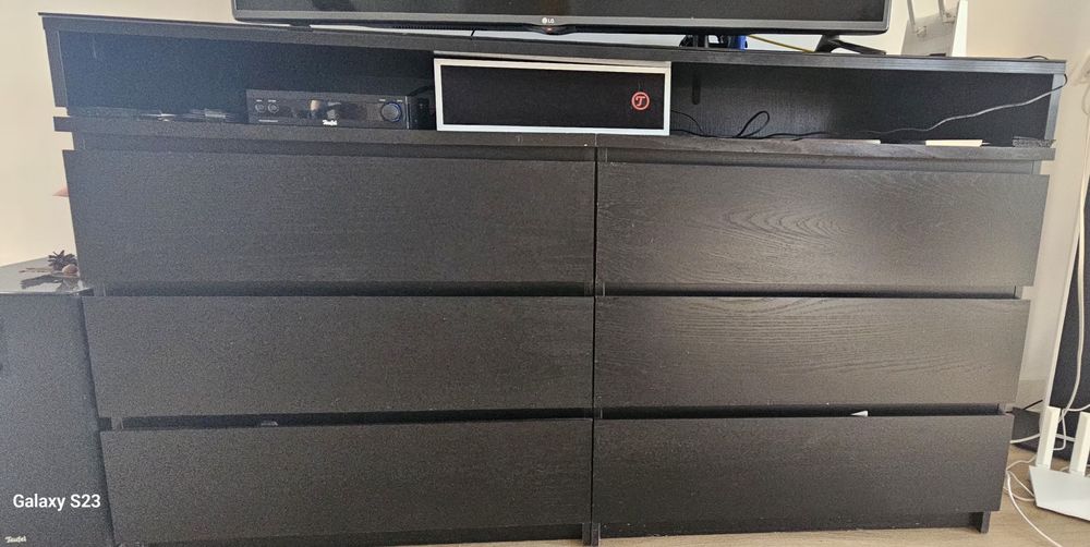 2× komoda IKEA MALM + nadstawka+ szklanym blat- zestaw 160 cm