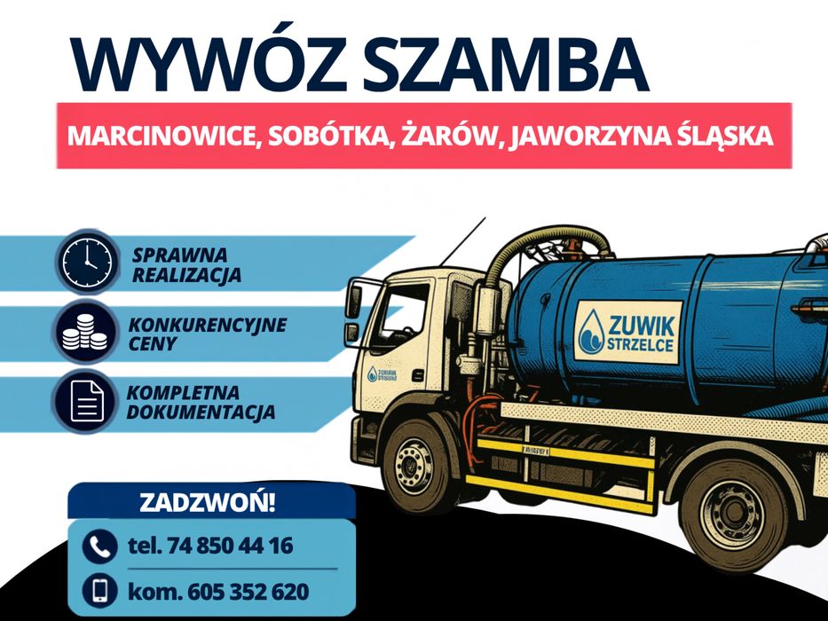 Wywóz szamba i nieczystości płynnych – usługi asenizacyjne | Marcinowice, Sobótka, Żarów, Jaworzyna Śląska i okolice