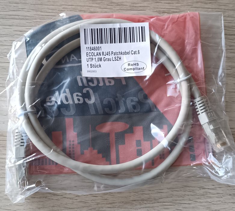 Cabo RJ45 Cat.6 1M Cinza
