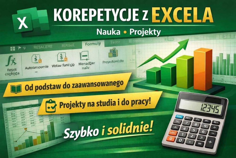 Excel: nauka, analizy, zlecenia prac, dane, raporty, wykresy