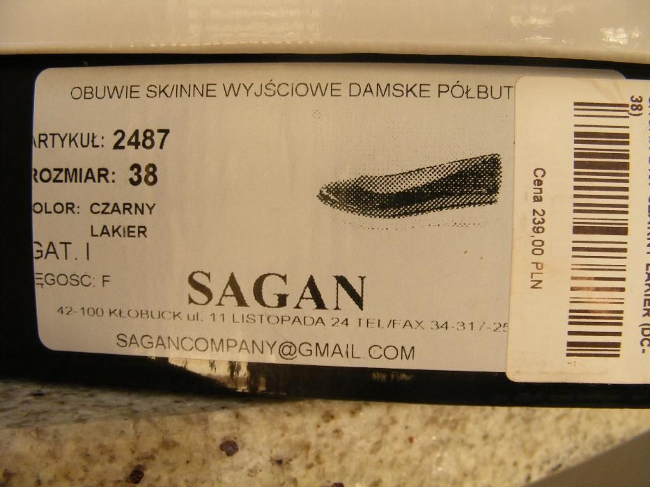 Obuwie, półbuty eleganckie, damskie SAGAN r. 38 NOWE