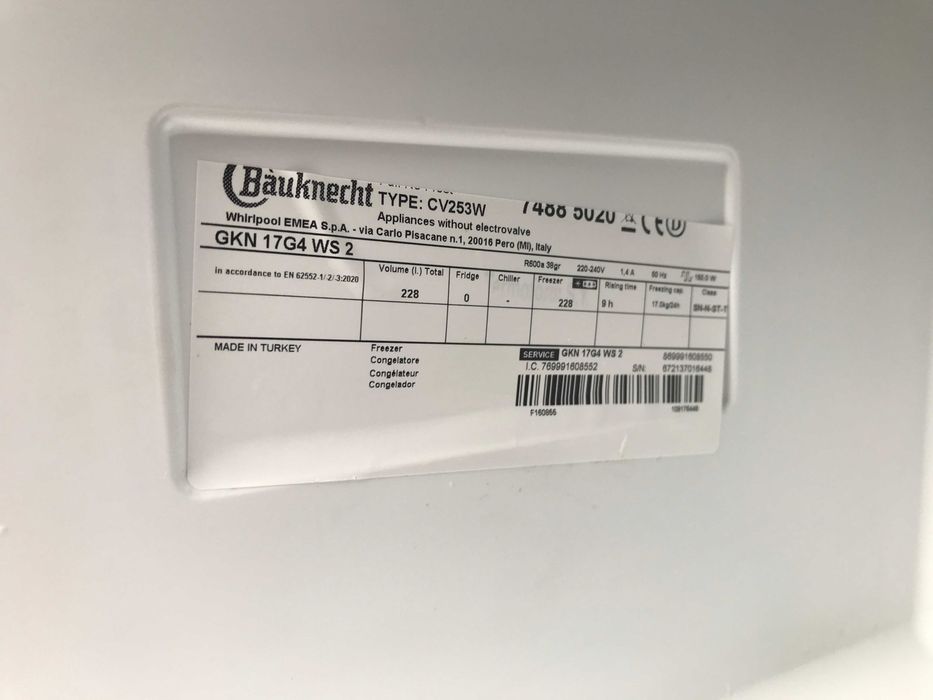 Zamrażarka szufladowa BAUKNECHT No-Frost - 165 cm.