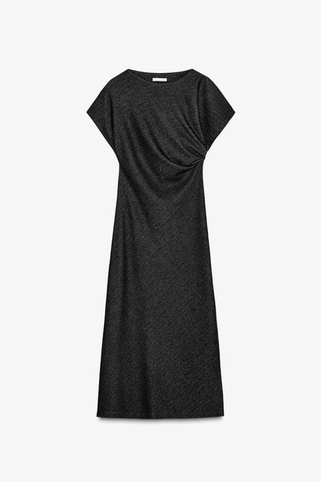 Платье zara m, l драпировка, деми  зима вискоза с начесом